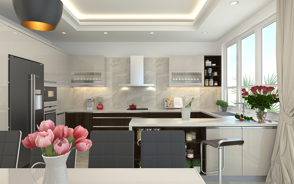 Thiết kế nội thất phòng bếp hiện đại nhà anh Hoàng